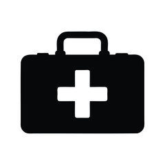 Isolated Simple Black First Aid Kit Icon on White Background vector, first aid kit silhouette vector illustration