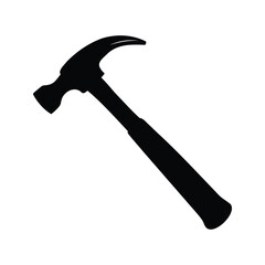 Black silhouette of a claw hammer laying on a white background simple, hammer silhouette vector illustration