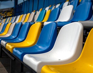 Fototapeta premium Rows of colorful stadium seats