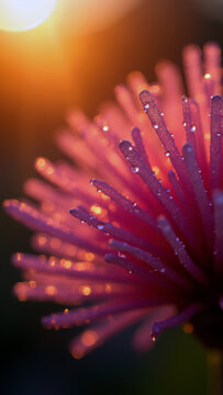 Pristine and Detailed Macro of a Sea Poison Tree Flower with Sunrise Dew