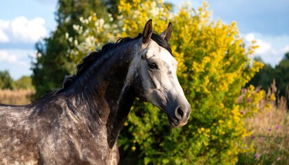 Obraz premium Horse portrait in a field