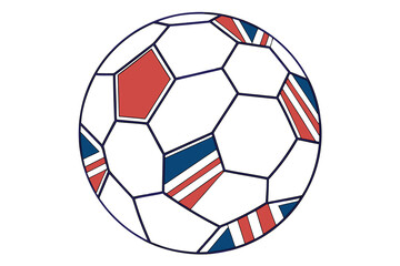 Obraz premium Soccer ball with red white and blue panels and dark blue outline football sport