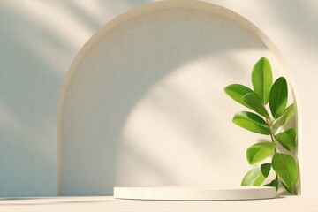 Minimalist design showcases soft shadows and greenery against sm