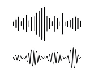 Vector set of sound waves icons. Audio waves icon, radio waves. Voice message icons. Interface design.