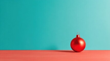 Bright red ornament on coral surface against turquoise backgroun