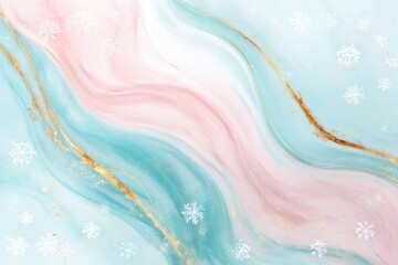 Soft pastel swirls blend harmoniously with gold accents, creatin