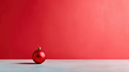 Bright red ornament stands out against vibrant background, creat
