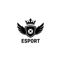 Esports Shield Logo with Crown and Wings