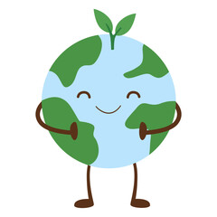 Earth mascot hugging a growing plant, symbolizing care and sustainability, ideal for gardening, eco-living, or green initiatives.
