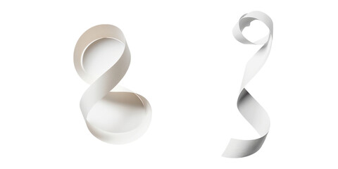 Abstract composition featuring flowing paper strips a transparent background generative ai