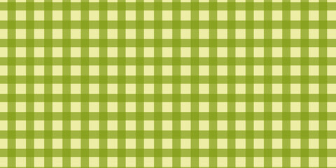 Green checkered picnic plaid texture. Gingham or vichy spring pattern. Tablecloth, blanket, basket napkin or towel print. Easter wrapping paper or textile design. Vector flat illustration.