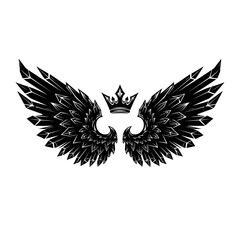 Obraz premium Black Wings with Crown Graphic Design
