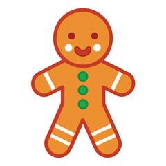 Simple flat vector gingerbread man with green buttons