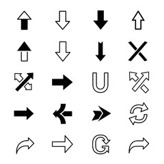 Collection of Black and White Directional Arrows
