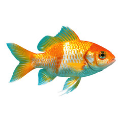 Fototapeta premium Orange and Turquoise Fish with Glossy Scales, On Transparent Background, 3D Realism Illustration