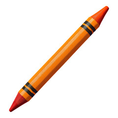 Orange Crayon with Black Bands, Glossy 3D Realism on Transparent Background, Design Element