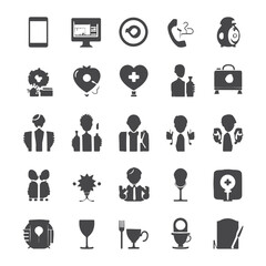 Seniors Solid Icons Aging Society Concept Stock Vector