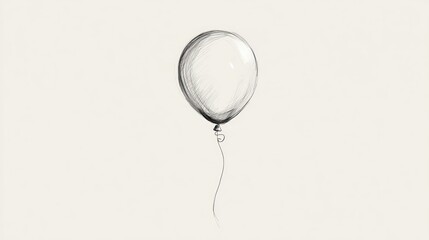 Hand-drawn sketch of a single balloon on a neutral background, light shading gives form