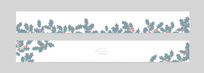 クリスマスのベクターイラストカード。12月のクリスマスポストカード。ヒイラギのクリスマス背景。Christmas Vector Illustration Card. December Christmas Postcard. Holly Christmas Background.