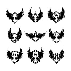 Black Winged Phoenix Design Set