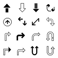 Collection of Pixelated Directional Arrows