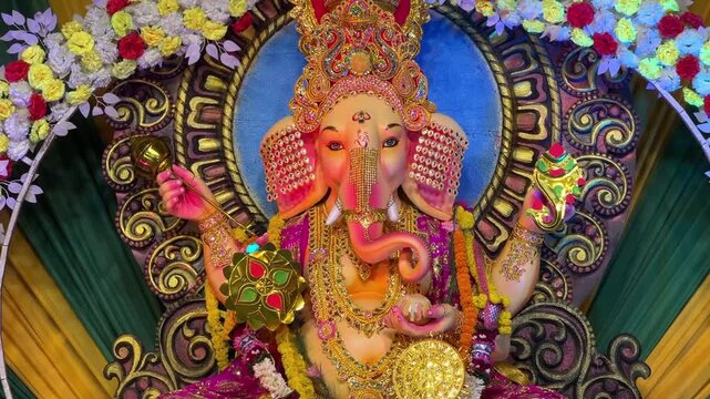 Lord Ganesh idol in a pandal in Kolkata