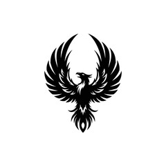 Black Phoenix with Outspread Wings Silhouette