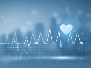 Medical Heart Rate Monitor with Blue Light Background and Vital Signs Representation