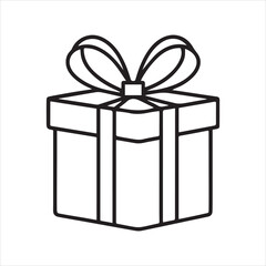 Gift Box Vector Line Icon - Celebration and Present