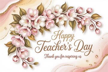 Celebrate Teacher's Day with beautiful pink and white blossom greetings, honoring educators and expressing heartfelt appreciation for their invaluable inspiration