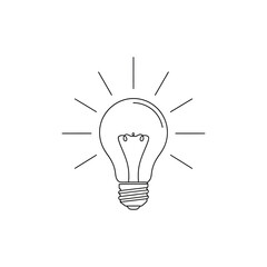 Simple Black and White Light Bulb Illustration