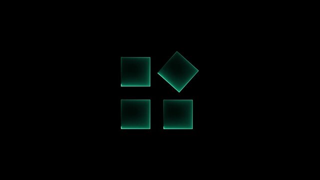 Green futuristic ui extension icon with neon glowing light effect seamless motion design template for technology and software interface UHD.