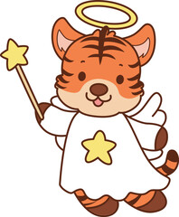 Illustrations of cute tiger character vector clip art for kids.