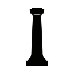 Silhouette of a Classical Architectural Column with Base and Capital
