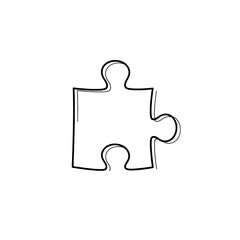 Single Puzzle Piece Outline with Hand-Drawn Style