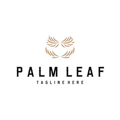 Palm leaf logo design concept line simple minimalist elegant tropical plants, icon symbol template design