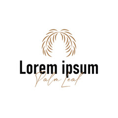 Palm leaf logo design concept line simple minimalist elegant tropical plants, icon symbol template design