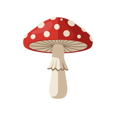Cartoon Red Mushroom with White Polka Dots