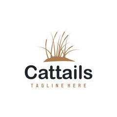 Grass river plant cattails logo, design with simple art concept, natural plant symbol, illustration, template, icon