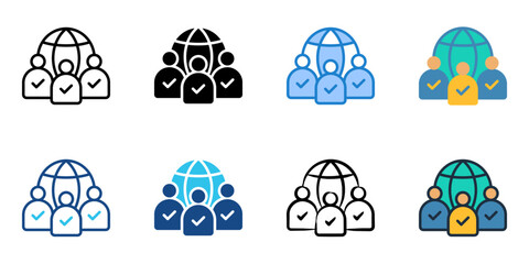 Ethnic group icon set multiple style collection