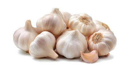 A collection of garlic cloves isolated on a white background