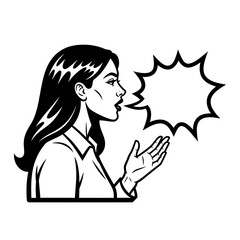 Woman in Profile Speaking with Speech Bubble