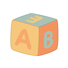 Cartoon image of letter block toy 
