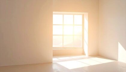 Abstract shadow of window frame on wall with sunlight
