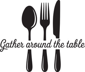 Thanksgiving Utensils Silhouette Vector Black on White