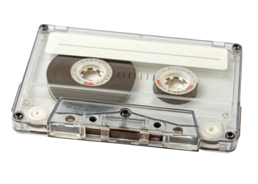 Vintage audio cassette tape isolated on white background for retro music lovers and collectors