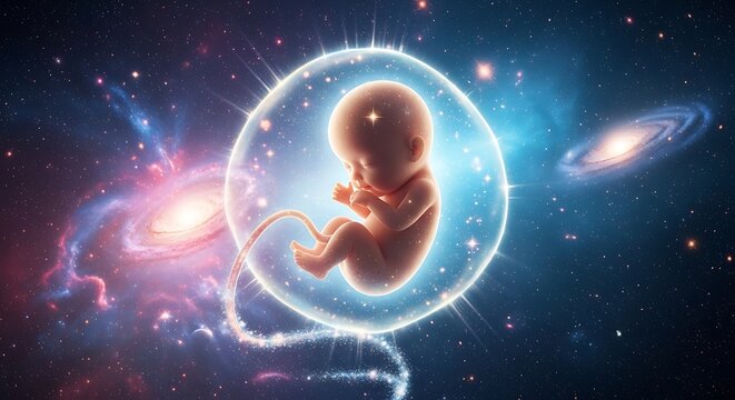 Human Embryo in Cosmic Sphere.