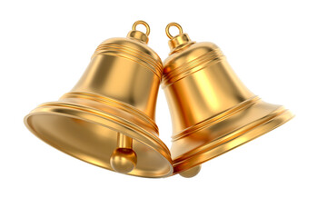 Golden bell on white background. Isolated 3D illustration