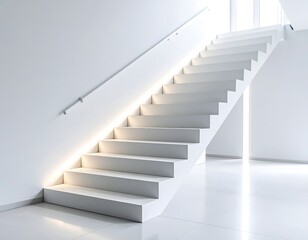 Fototapeta premium Modern white staircase in a minimalist interior