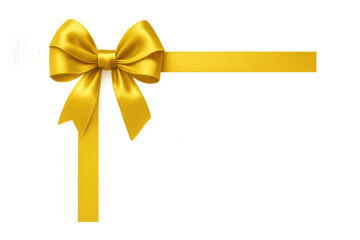 Fototapeta premium Yellow satin ribbon and bow creating a beautiful gift wrapping design on a transparent background